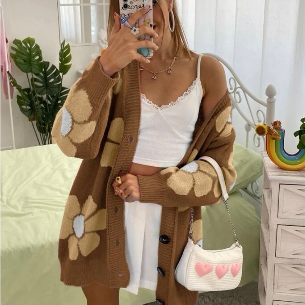 Brown flower cardigan